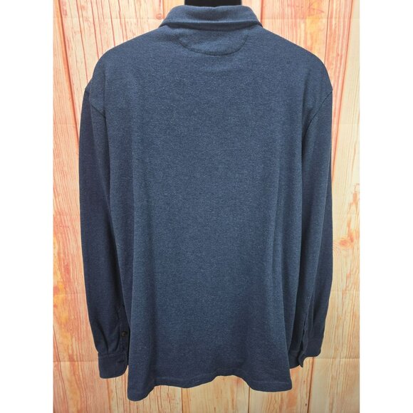 Polo Ralph Lauren Mens Long Sleeve Collared Polo XXL Pima Cotton Navy Blue - Picture 2 of 6
